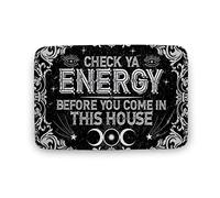 Check Ya Energy Before You Come in This House Witch Doormat - Halloween Witches Doormat Decorations Paillasson Tapis d'entrée Tapis de sol Cuisine Salle de bain Tapis d'entrée 45,7 x 76,2 cm