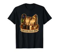 Checker Stack Crew Backgammon Stratégie Soirée Jeu T-Shirt