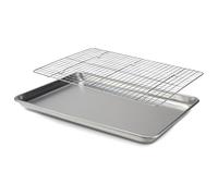 Checkered Chef Lot de 1 plaque de cuisson en aluminium de 33 x 45,7 cm pour rôtir au four avec grille de refroidissement - Très résistantes, feuilles de plaque de four pour la cuisson
