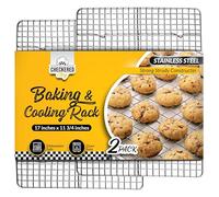 Checkered Chef Lot de 2 grilles de cuisson en acier inoxydable Passe au four et au lave-vaisselle Compatible avec demi-plaque à biscuits