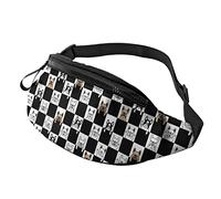 Checkered Dog Fanny Pack Sport Casual Waist Pack pour Femmes Hommes À La Mode