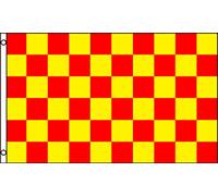 Checkered Rouge Et Jaune Drapeaux Décoratifs D'Extérieur 90X150Cm Durable Drapeau Maison Avec Œillets Bannière De Décoration Extérieure Pour Clubs Accessoires Dortoirs