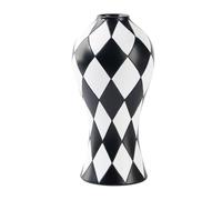 Checkered Vase - Black and White Stripe Vases | Flower Vases | Resin Craft Flower Container | Waterproof Decorative for Room Table Centerpieces Kitchen Dining for Women | Aesthetic Ceramic Vase