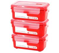 Checkmart Heat and Eat Lot de 3 boîtes à déjeuner rectangulaires étanches pour micro-ondes 1 000 ml (1 litre) avec aérations d'évacuation de la vapeur - Passe au congélateur, au lave-vaisselle, sans