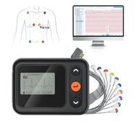 CheckMe 2026 Appareil ECG Mis à Jour pour Maison & 12 Déviations - Analyse IA Puissante et Enregistrement Complet 24h : Moniteur Holter Portable pour Surveillance Cardiaque Continue avec Logiciel PC