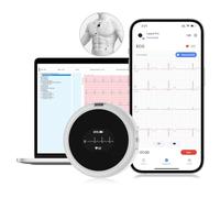 Checkme Lepodpro Appareil ECG à 7 canaux pour la maison, enregistrement ECG en temps réel 24 heures avec marquage des événements ECG, rapport AI-EKG détaillé, compatible avec application mobile et