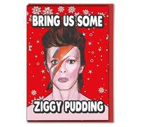 Cheeky Chops David Bowie XM309 Carte de Noël Bring Us Some Ziggy Pudding