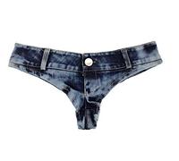 Cheeky Folie Mini Short Femme Taille Basse Effet Jean, Shorty D’été/Plage, Coupe Courte, Bleu Taille M, Ref SJ6-7