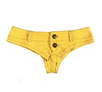Cheeky Folie Mini Short Femme Taille Basse Effet Jean, Shorty D’été/Plage, Coupe Courte, Jaune Taille S, Ref SJ6-7
