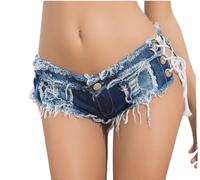 Cheeky Folie Short Sexy Femme Mini Shortie Jeans Taille Basse Plage Ete, Bleu Taille L, Ref SJ6-2