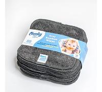 Cheeky Wipes - Lot de 25 lingettes lavables en éponge de bambou, 15 x 15 cm, réutilisables, grises, parfaites pour les mains et le visage de bébé.