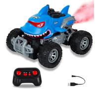 CHEELBORSI Camion monstre télécommandé pour enfants, voiture télécommandée en forme de requin, camion monstre télécommandé avec lumière LED de jet, jouet cadeau pour enfants