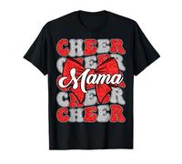 Cheer Mama Mom Bow Sport Cheerleading Squad Rouge Pom-Pom Girl T-Shirt