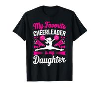 Cheer Maman Papa Ma Pom-Pom Girl préférée est ma Fille Magenta T-Shirt