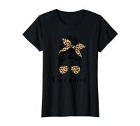 Cheer Mom Léopard désordonné pour Les Amateurs de Chignon T-Shirt Graphique avec Valeur, Femme, Noir, XS