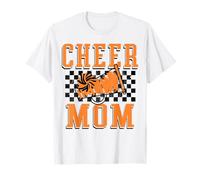 Cheer Mom Mégaphone à carreaux Orange T-Shirt