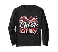 Cheer Mom Mégaphone Pompon en Forme de cœur Rouge Manche Longue