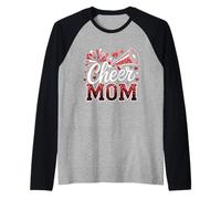 Cheer Mom Mégaphone Pompon en Forme de cœur Rouge Manche Raglan