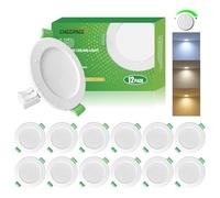 CHEERBEE Spot LED Encastrable Dimmable 3.5W 350LM, Spots de Plafond Blanc Chaud 2700K Blanc Neutre 4000K Blanc Froid 6000K Reglable, Trou Ø55-68mm, Spot Salle de Bain IP44 pour Cuisine Lot de 12