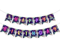 Cheereveal Bannière arc-en-ciel « Happy Birthday » - Guirlande de fanions d'anniversaire à imprimé léopard pour garçons et filles - Fournitures de fête sur le thème des animaux de safari de la jungle