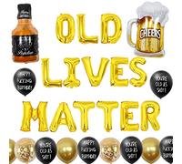 Cheereveal Décoration d'anniversaire Amusante « Old Lives Matter », Décorations d'anniversaire Amusantes Noires et Dorées pour Hommes et Femmes, Fournitures de Fête de Retraite