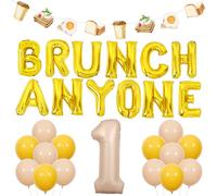 Cheereveal Décorations de 1er anniversaire, bannière de ballons en aluminium pour brunch, pain, sandwich, café, décoration sur le thème de la nourriture du petit déjeuner, fournitures de fête