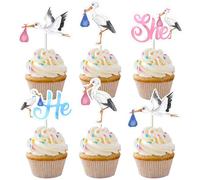 Cheereveal Décorations de cupcakes en forme de cigogne - Thème cigogne - Décoration de gâteau pour garçons et filles - Fournitures de fête d'anniversaire
