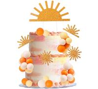 Cheereveal Décorations de gâteau au soleil - Décorations de gâteaux en forme de soleil doré - Décoration de gâteau en forme de boule pour desserts sur le thème du soleil, fête d'anniversaire, fête