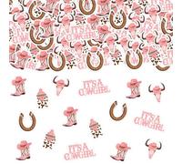 Cheereveal Lot de 200 confettis roses pour fête prénatale - Décoration de table « It's a Cowgirl » - Rodéo occidental - Animaux de la ferme - Fournitures de fête d'anniversaire