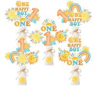 Cheereveal Lot de 24 bâtons de centre de table pour 1er anniversaire de garçon sur le thème du soleil bohème - Décoration de fête prénatale