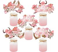 Cheereveal Lot de 24 centres de table pour fête prénatale avec inscription « It's a Cowgirl » - Décoration de fête d'anniversaire sur le thème des animaux de la ferme - Rose