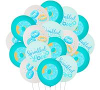 Cheereveal Lot de 45 ballons donuts bleu sarcelle saupoudrés d'amour, centre de table, bonbons, dessert, temps, thème fête prénatale, anniversaire, décoration de fête