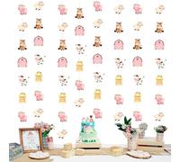 Cheereveal Lot de 8 guirlandes d'animaux de la ferme, banderoles roses à suspendre sur le thème de la ferme, décoration de fête prénatale, fête d'anniversaire