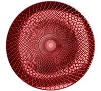 Cheerful Bargains Lot de 6 assiettes rondes en plastique rouge de 33 cm | Décoratives et réutilisables | Design géométrique pour vaisselle de Noël | Idéales pour les dîners et les fêtes de Noël