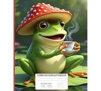 Cheerful Frog Composition Notebook | 4x4 Graph Paper | Cute Math Book for Kids and Teens: Perfect for geometry, STEM projects, and drawing - 200 pages ... school size | Frog sipping tea on lily pad