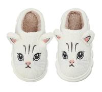 Cheerful Mario Hiver Chaussons Fille Enfant Chat Chaud Peluche Pantoufle avec Forme Mémoire Sole Blanc 28 EU