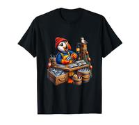Cheerful Puffin triant des sprats argentés sur Un Quai de pêche T-Shirt