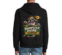 Cheerful Raccoon Dumpster Diving Champion Sweat à capuche en coton mélangé avec fermeture éclair Noir, Noir , XL