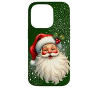 Cheerful Santa with Holly & Sparkles - Holiday Art Coque pour iPhone 14 Pro