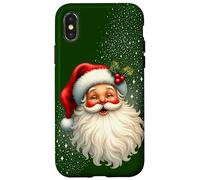 Cheerful Santa with Holly & Sparkles - Holiday Art Coque pour iPhone X/XS