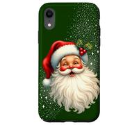 Cheerful Santa with Holly & Sparkles - Holiday Art Coque pour iPhone XR