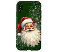 Cheerful Santa with Holly & Sparkles - Holiday Art Coque pour iPhone XS Max