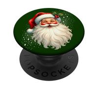 Cheerful Santa with Holly & Sparkles - Holiday Art PopSockets PopGrip Adhésif