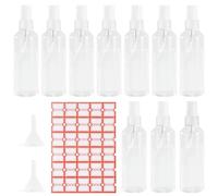 Cheerhom 10 Pièces Flacons Spray Vide 100 ML, Vaporisateur Vides en Plastique Transparent, Bouteille kit de Voyage avec 2 Entonnoirs et 1 Étiquette, pour Parfum, Lotion, Cosmétiques