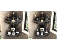 Cheerhom 2 Etagere Angle Douche Noirs, Etagere Douche Sans Percage, Support Gel Douche Salle de Bain en Aluminium épaissi, support de salle de bain antirouille avec adhésif puissant (Lot de 2)