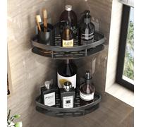 Cheerhom 2 Etagere Angle Douche Noirs, Etagere Douche Sans Percage, Support Gel Douche Salle de Bain en Aluminium épaissi, support de salle de bain antirouille avec adhésif puissant
