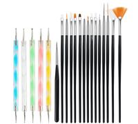Cheerhom 20 Pièces Pinceau Nail Art Ongles, Pinceau Ongle Gel avec Dotting Tool,Pinceau Gel UV Construction,Pinceau Acrylique Ongle Pinceau Liner Nail Art Pour DIY Nail Art Designs