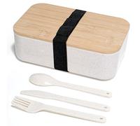 Cheerhom Boîte à déjeuner pour adulte - Boîte à bento japonaise avec couverts - Boîte à sandwich pour l'école - Boîte à sandwich avec couvercle en bambou et dragonne - Petite boîte à goûter 19 x 12 x