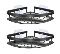 Cheerhom Étagère Douche Angle Salle de Bain, 2 Pcs Étagère sans Perçage en Acier Inoxydable, 4 Pcs Crochets pour Rangement de Shampoing, Gel