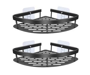 Cheerhom Étagère Douche Angle Salle de Bain, 2 Pcs Étagère sans Perçage en Acier Inoxydable, 4 Pcs Crochets pour Rangement de Shampoing, Gel